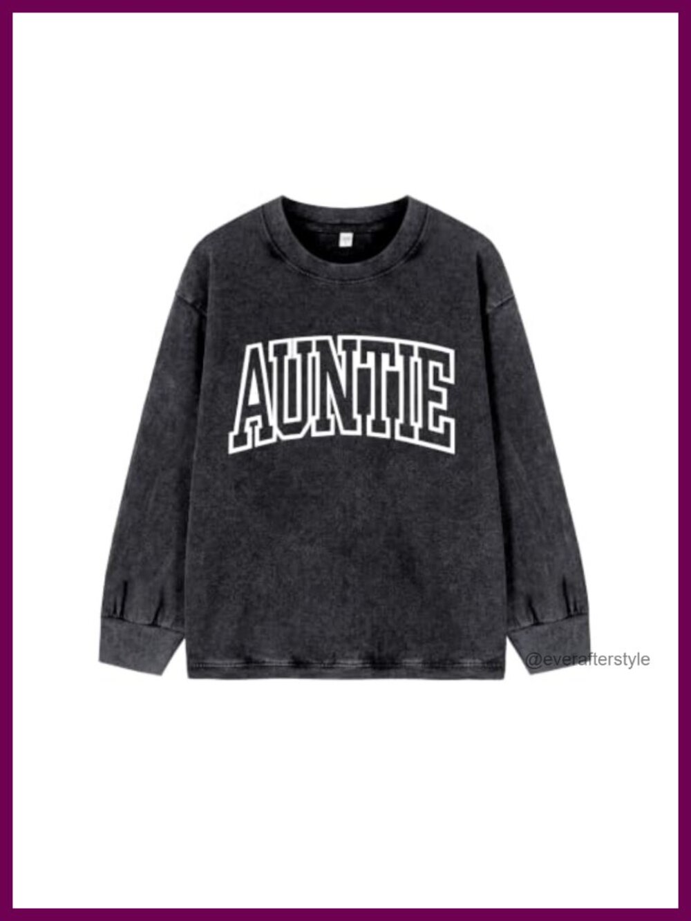 Long Sleeve Oversized Auntie Cotton T-Shirt Crewneck Gift